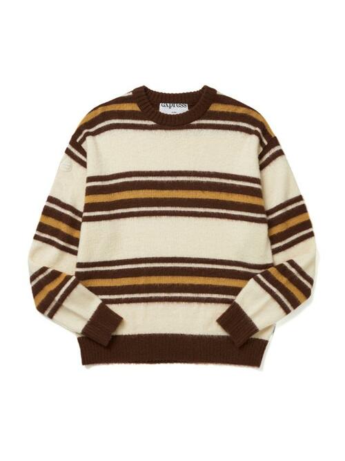 스트라이프 모헤어 니트_브라운