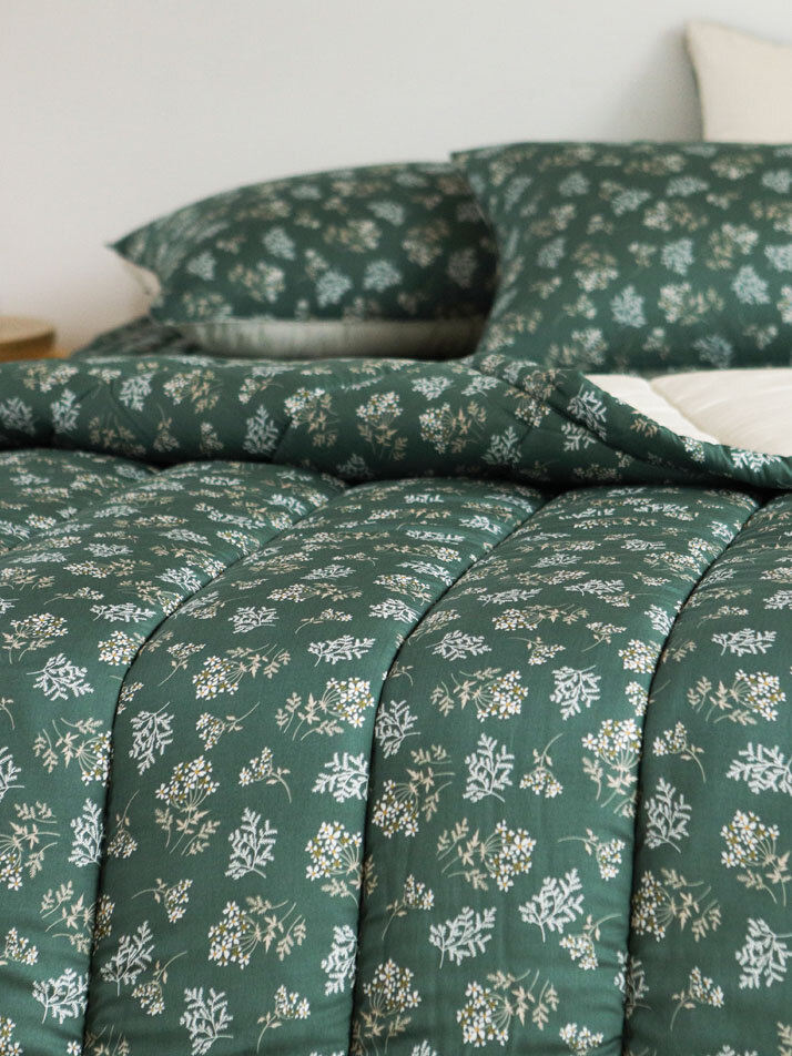 소프트 모달 차렵이불 - 15 Lace flower : Green (SS/Q)