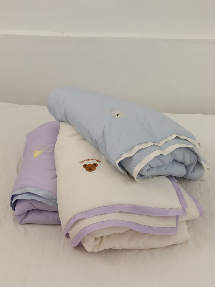 소프트 모달 자수 얇은 차렵이불 - 03 Little teddy bear (SS)