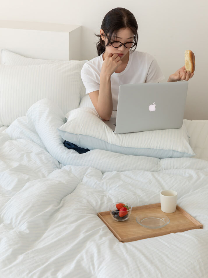 릴리코 알러지케어 순면 60수 스트라이프 차렵이불 (SS/Q) 01-03