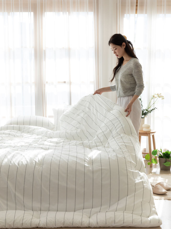 릴리코 알러지케어 순면 60수 스트라이프 차렵이불 (SS/Q) 01-03