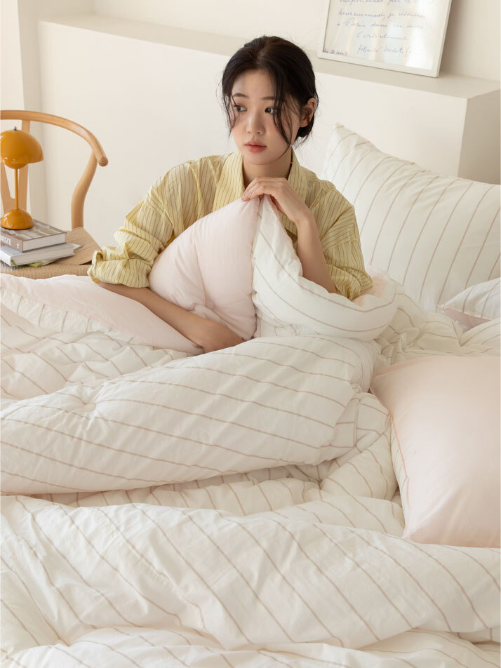 릴리코 알러지케어 순면 60수 스트라이프 차렵이불 (SS/Q) 01-03