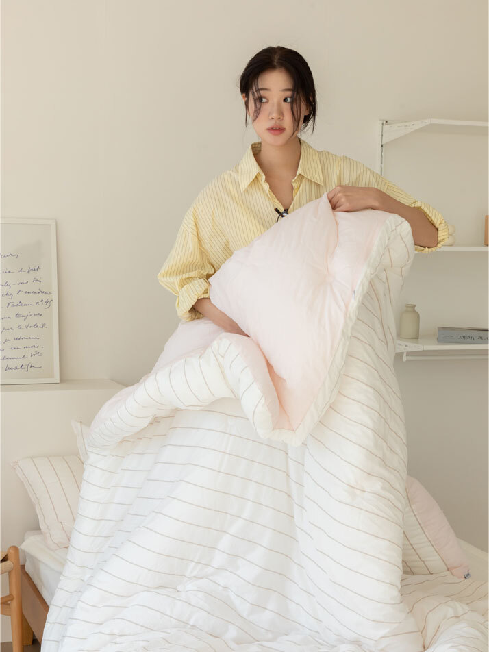 릴리코 알러지케어 순면 60수 스트라이프 차렵이불 (SS/Q) 01-03