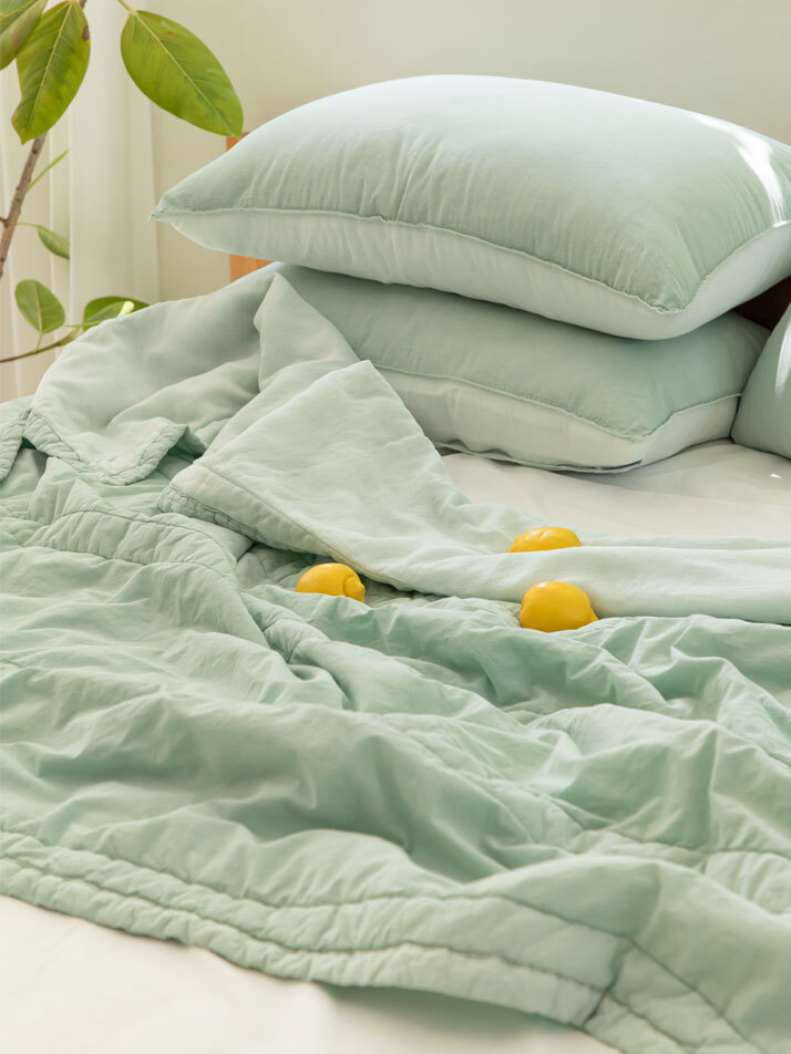 산들바람 순면 인견 워싱 항균 여름 이불 - 02 Lively Green (S/SS)