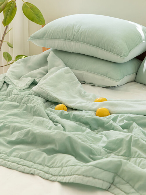 산들바람 순면 인견 워싱 항균 여름 이불 - 02 Lively Green (S/SS)