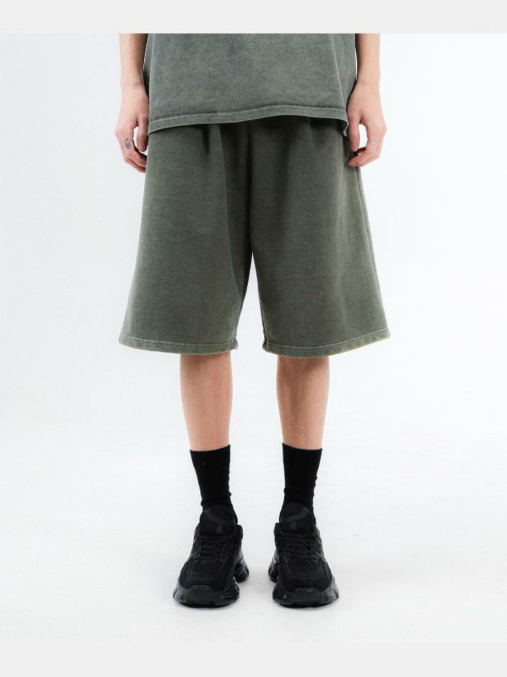 NET SOCIAL CLUB PIGMENT SHORTS (OLIVE)