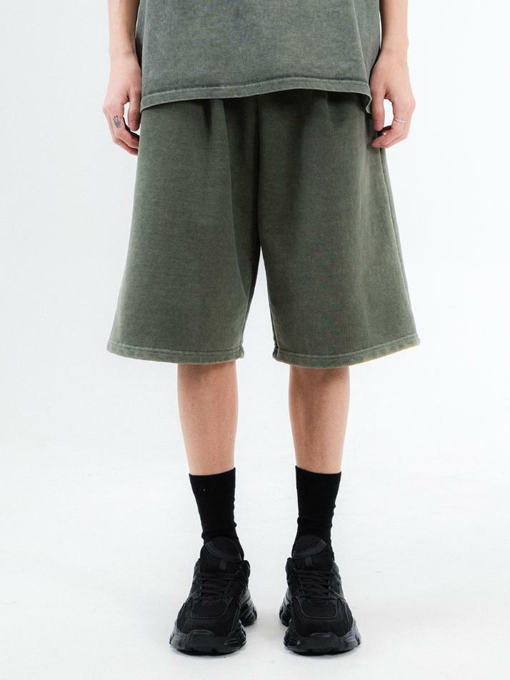 NET SOCIAL CLUB PIGMENT SHORTS (OLIVE)