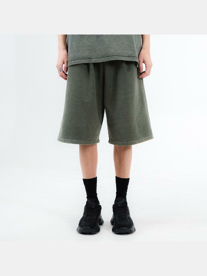 NET SOCIAL CLUB PIGMENT SHORTS (OLIVE)