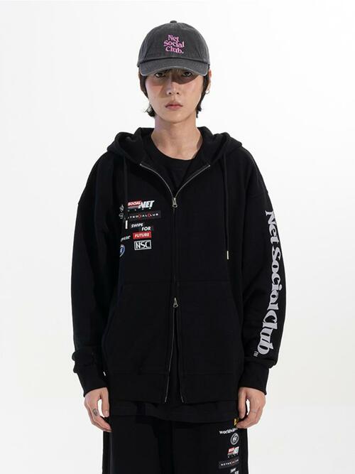 TELECOM LOGOS HOOD ZIP-UP (BLACK)