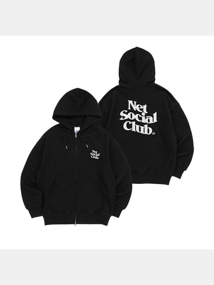 WAVY LOGO HOOD ZIP-UP (BLACK)