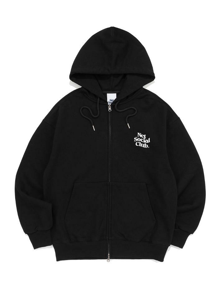 WAVY LOGO HOOD ZIP-UP (BLACK)