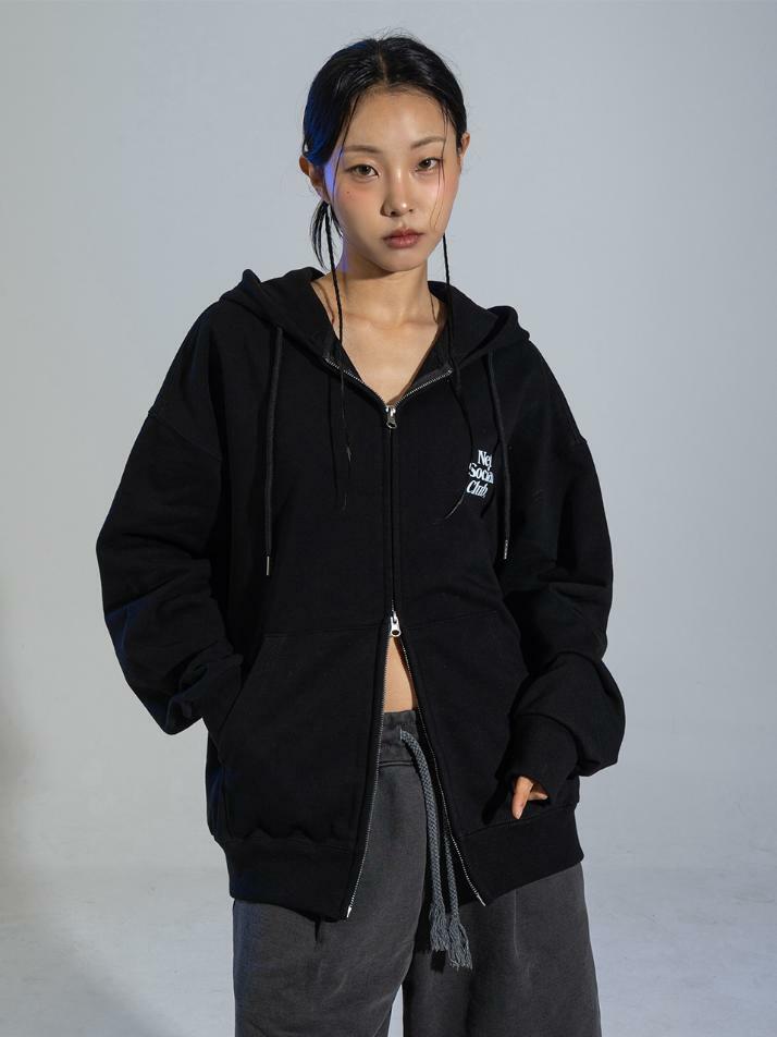 SMALL LOGO HOOD ZIP-UP (BLACK)
