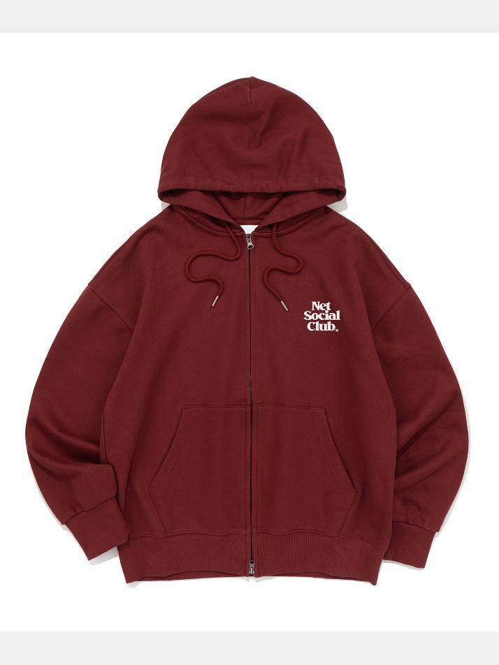 SMALL LOGO HOOD ZIP-UP (BURGUNDY)