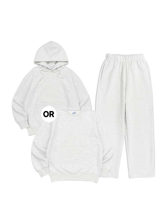 [SET UP] OVERFIT MTM or HOOD &amp; JOGGER SEWATPANTS - LIGHT MELANGE