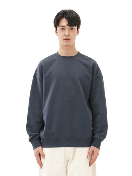 르커스텀 무지 오버핏 맨투맨 (차콜)