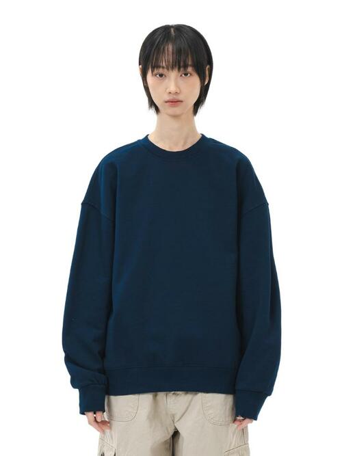 르커스텀 무지 오버핏 맨투맨 (네이비)