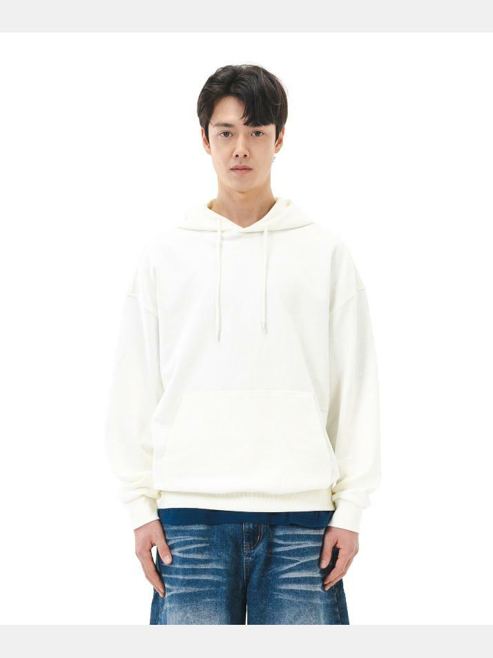 르커스텀 무지 오버핏 후드티 (아이보리)
