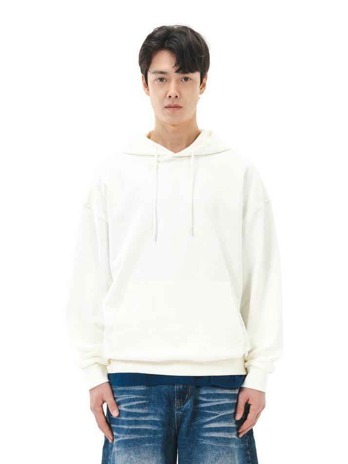 르커스텀 무지 오버핏 후드티 (아이보리)