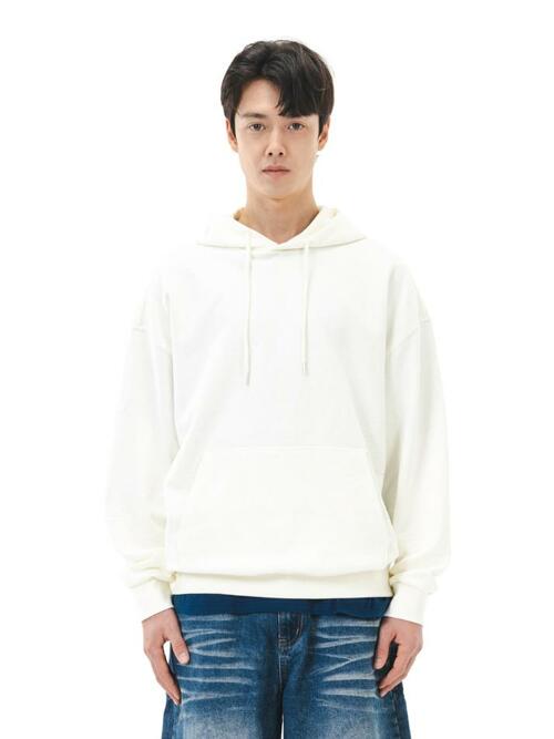 르커스텀 무지 오버핏 후드티 (아이보리)