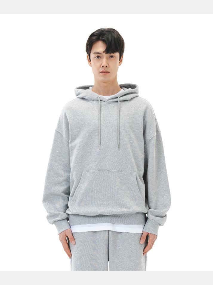 르커스텀 무지 오버핏 후드티 (멜란지)