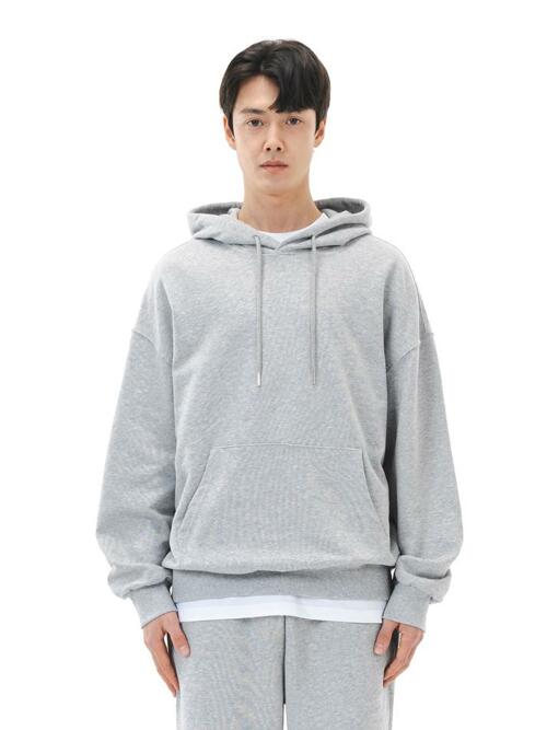 르커스텀 무지 오버핏 후드티 (멜란지)