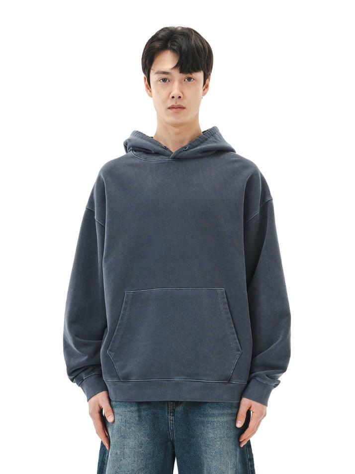 르커스텀 피그먼트 후드 티 (블루 그레이)
