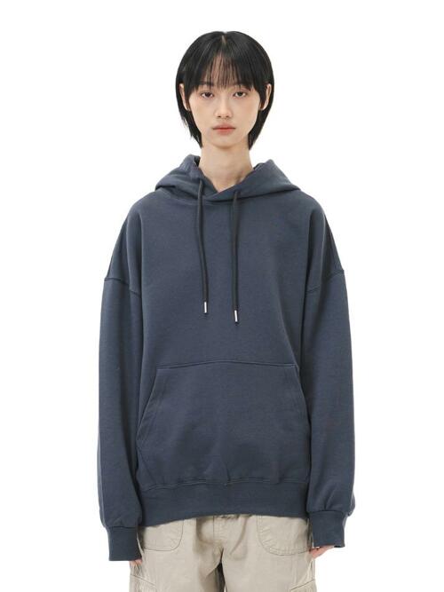 르커스텀 무지 오버핏 후드티 (차콜)