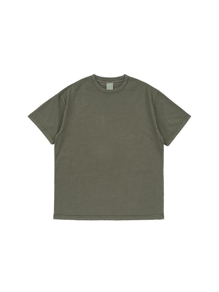 BECANVAS 32S 2-PLY PIGMENT DYED SHORTSLEEVE (KHAKI)