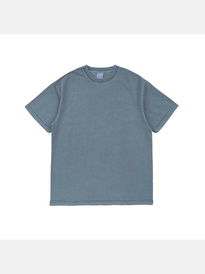BECANVAS 32S 2-PLY PIGMENT DYED SHORTSLEEVE (BLUE)