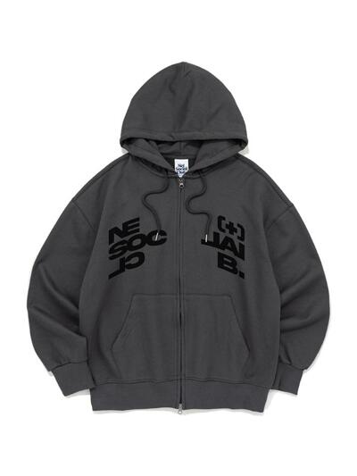 NET DIVIDE HOOD ZIP-UP (CHARCOAL)
