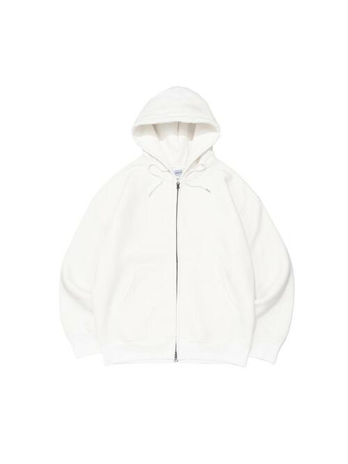 비캔버스 기모 쭈리 오버핏 투웨이 후드집업 (화이트)