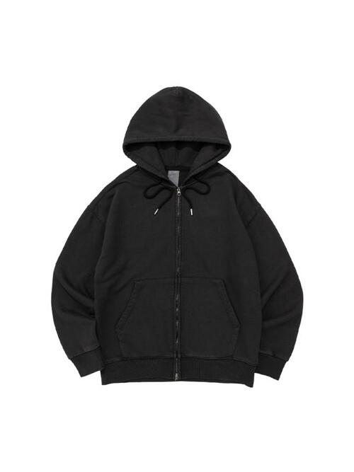 비캔버스 피그먼트 쭈리 오버핏 투웨이 후드집업 (블랙)