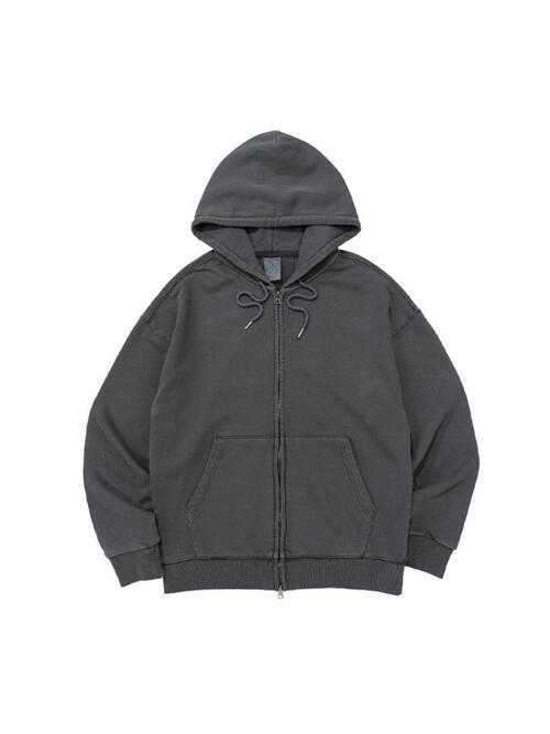 비캔버스 피그먼트 쭈리 오버핏 투웨이 후드집업 (차콜)