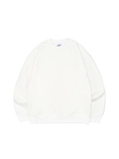 비캔버스 기모 쭈리 오버핏 맨투맨 (화이트)