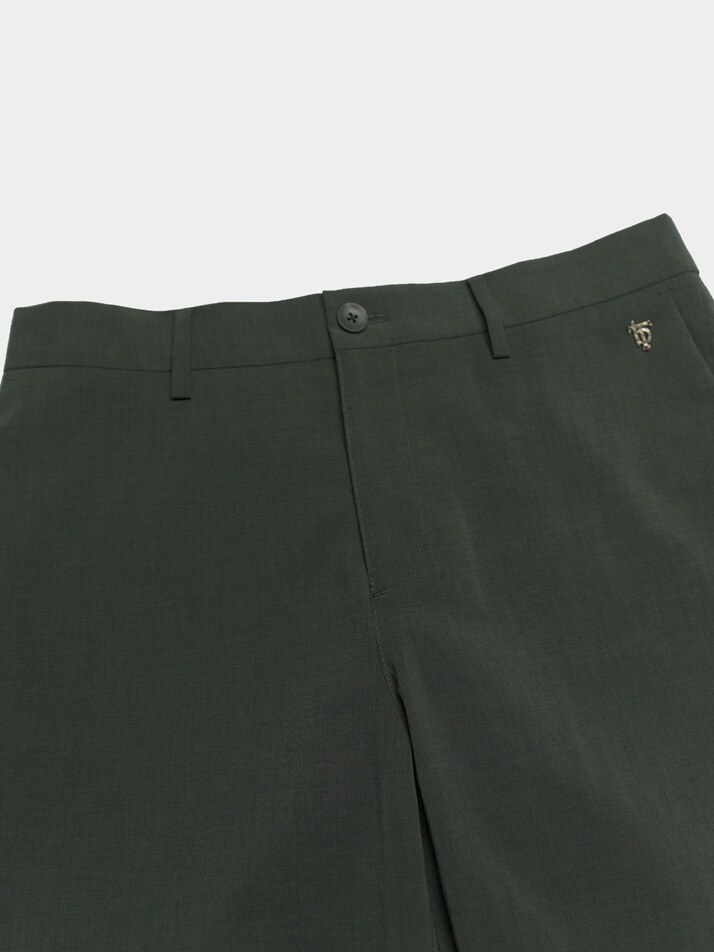 [birbante] 솔리드 스트레이트 루즈핏 팬츠 - 카키 그레이