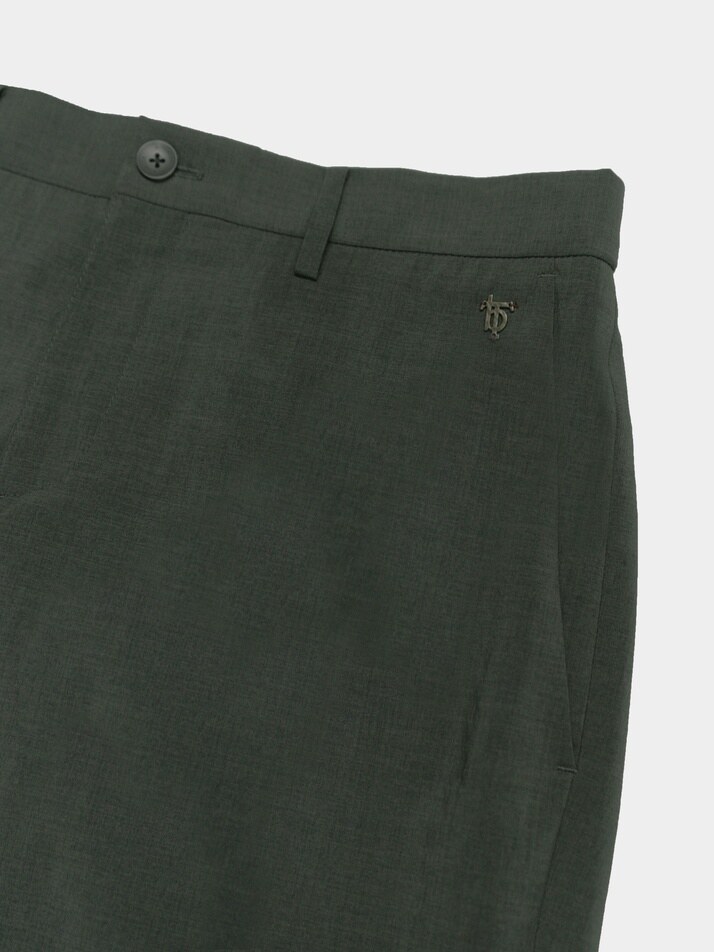 [birbante] 솔리드 스트레이트 루즈핏 팬츠 - 카키 그레이