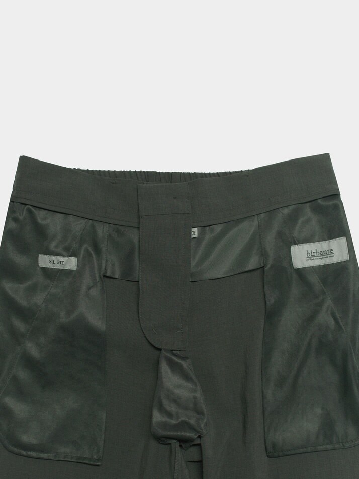 [birbante] 솔리드 스트레이트 루즈핏 팬츠 - 카키 그레이