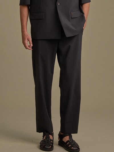 [birbante] 솔리드 스트레이트 루즈핏 팬츠 - 다크 네이비