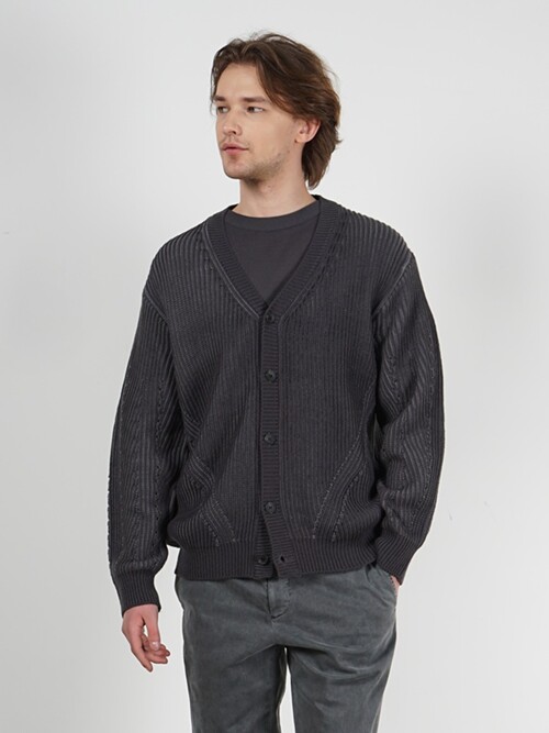 [birbante] 멀티 블렌드 가디건 - 차콜/그레이