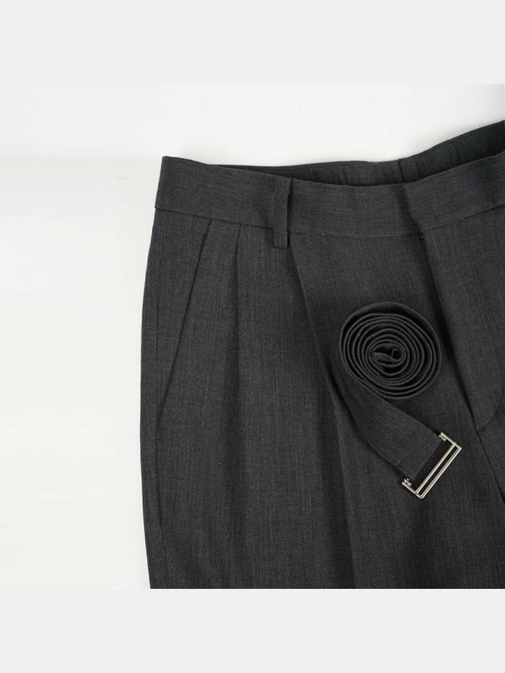 [birbante] 벨티드 투턱 슬랙스 - 차콜