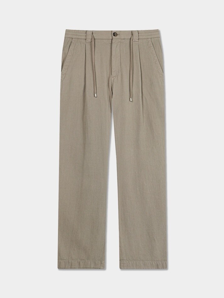 [birbante] 카치온 워시드 원턱 스트링 팬츠 - 라이트 베이지