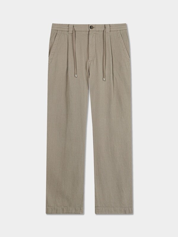 [birbante] 카치온 워시드 원턱 스트링 팬츠 - 라이트 베이지