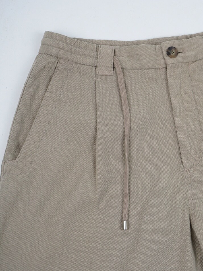 [birbante] 카치온 워시드 원턱 스트링 팬츠 - 라이트 베이지