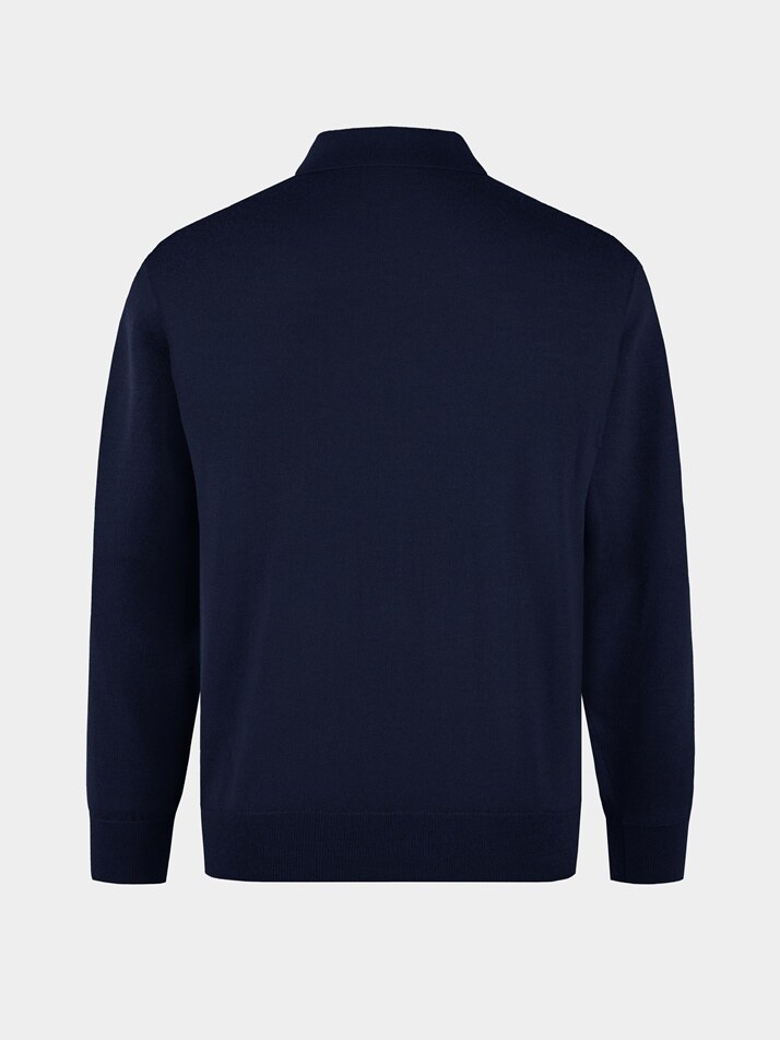 [birbante] 워셔블 코튼 포켓 카라 니트 - 다크 네이비