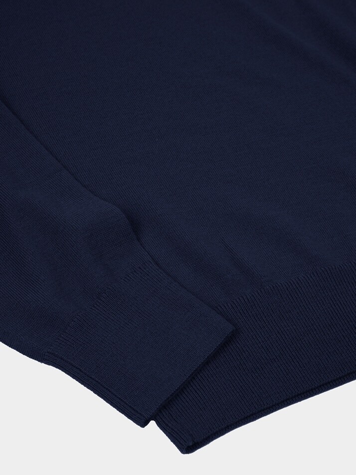 [birbante] 워셔블 코튼 포켓 카라 니트 - 다크 네이비