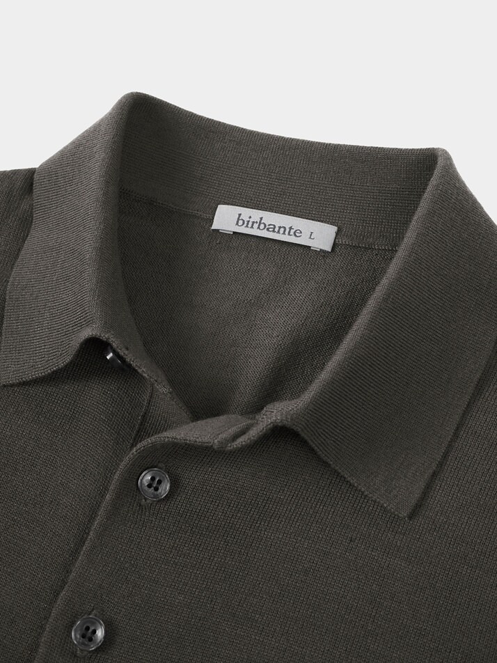 [birbante] 워셔블 코튼 포켓 카라 니트 - 모카