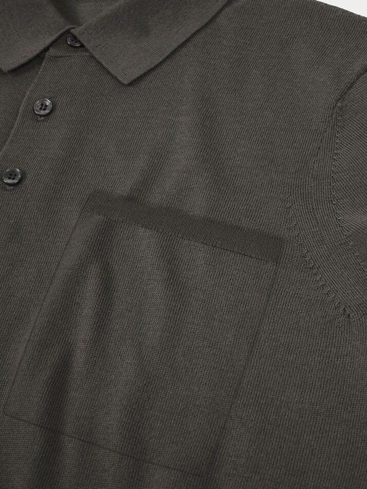 [birbante] 워셔블 코튼 포켓 카라 니트 - 모카