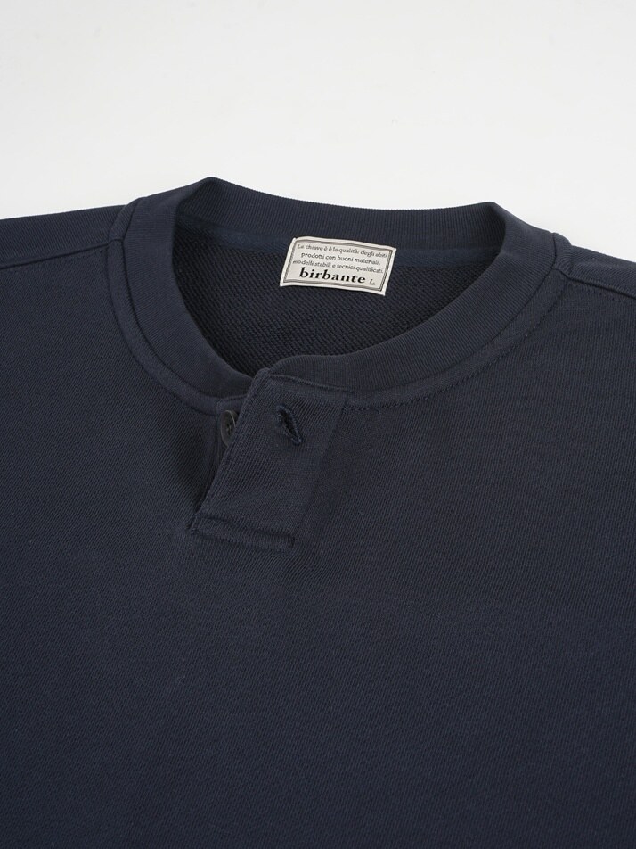 [birbante] 원버튼 헨리넥 맨투맨 - 다크 네이비