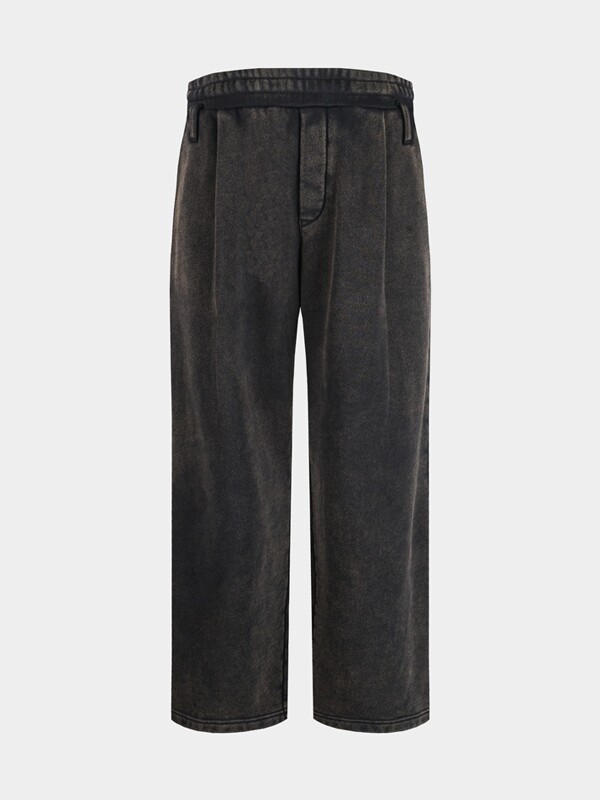 [birbante] 가먼트워싱 컴포트 루즈핏 원턱 스웨트 팬츠 - 차콜