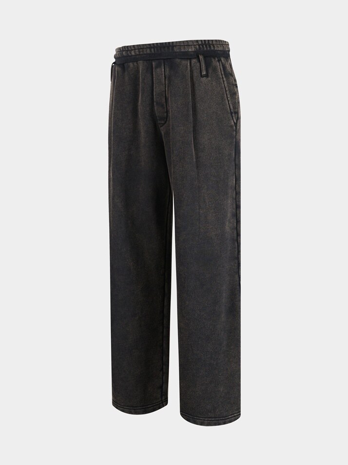 [birbante] 가먼트워싱 컴포트 루즈핏 원턱 스웨트 팬츠 - 차콜